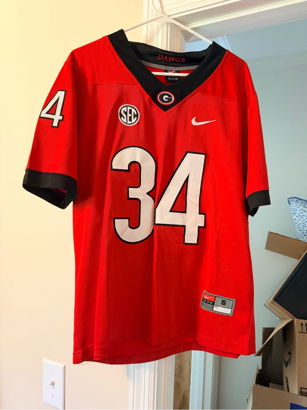 Nike Red Georgia Bulldogs #34 Men’s Football Jersey